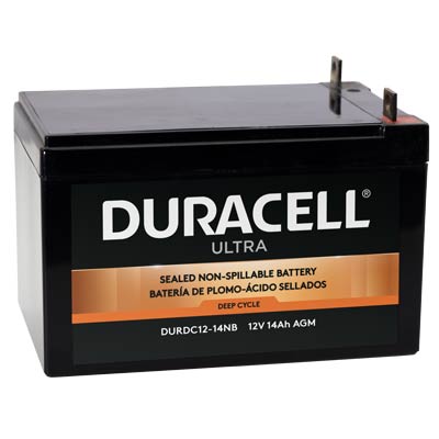 Duracell Ultra 12V 14AH Deep Cycle AGM SLA Battery with M5 Nut and Bolt Terminals - Main Image
