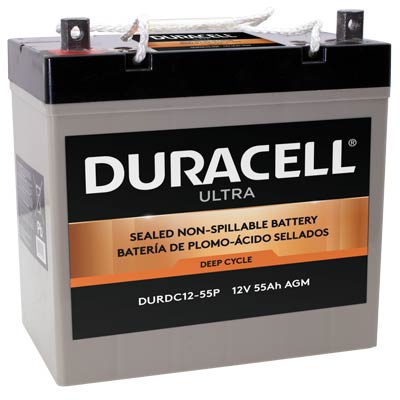 Duracell Ultra 12V 55AH Deep Cycle AGM SLA Battery with P Terminals - Main Image