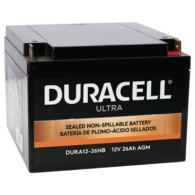 Duracell Ultra 12V 26AH General Purpose AGM SLA Battery with M5 Nut and Bolt Terminals