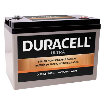 Duracell Ultra 6V 200AH General Purpose AGM SLA Battery with M6 Insert Terminals - Main Image