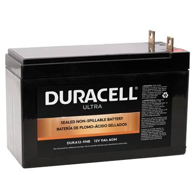 Duracell Ultra 12V 9AH General Purpose AGM SLA Battery with M6 Nut and Bolt Terminals