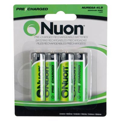 Nuon 1.2V AA, LR6 Nickel Metal Hydride Rechargeable Battery - 4 Pack