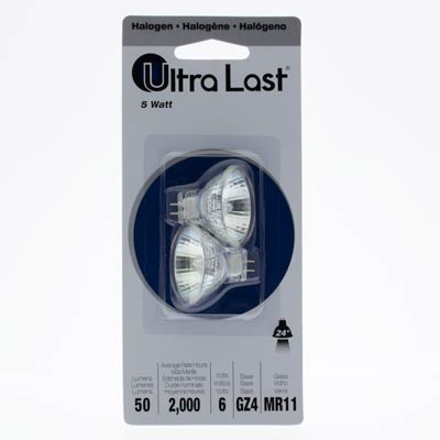 UltraLast 5W MR11 Soft White Halogen Bulb - 2 Pack