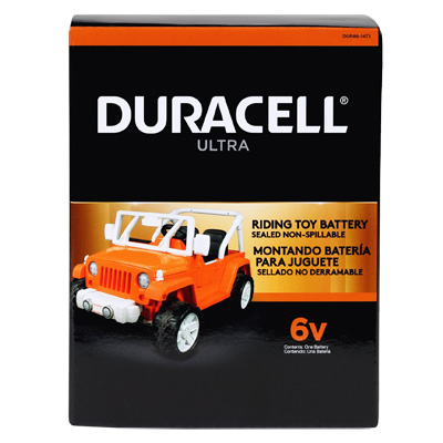 Duracell Ultra 6V 14AH SLA T3 Power Wheels SLA Riding Toy Battery