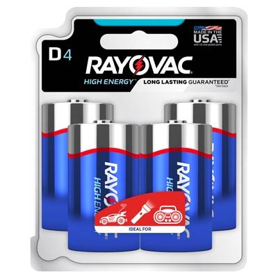 Rayovac High Energy 1.5V D, LR20 Alkaline Battery - 4 Pack - Main Image