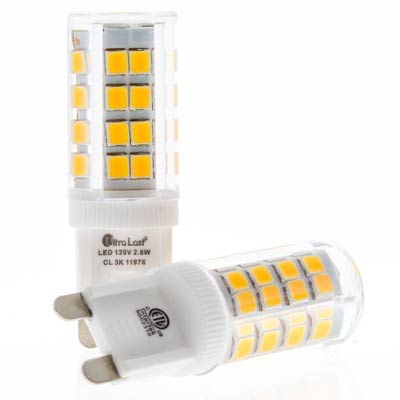 UltraLast G9 T5 2.8W Clear LED Miniature Bulb - 2 Pack