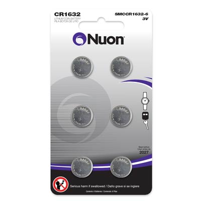 Nuon 3V 1632 Lithium Coin Cell Battery - 6 Pack