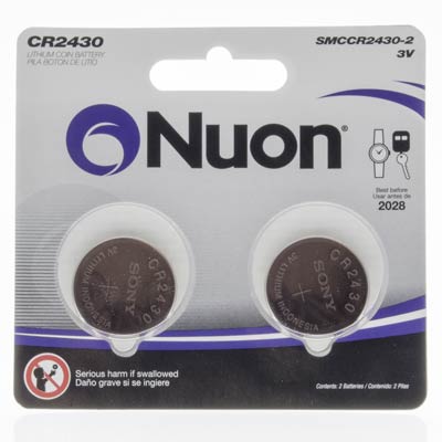 Nuon 3V 2430 Lithium Coin Cell Battery - 2 Pack - Main Image