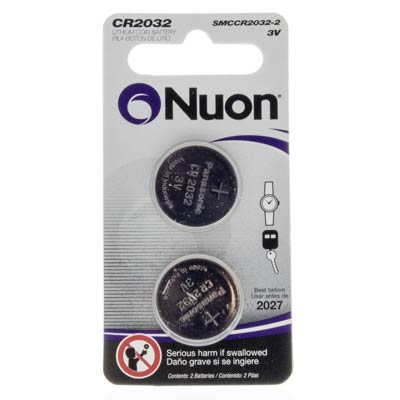 2 Nuon 3V 2032 Lithium Coin Cell Battery - 2 Pack
