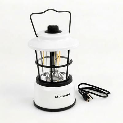 LUXPRO 500 Lumen Dual Power Rechargeable Lantern - White