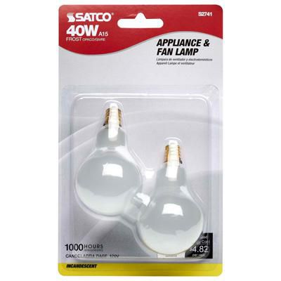 Satco 40W E12 A15 Frosted Incandescent Bulb - 2 Pack