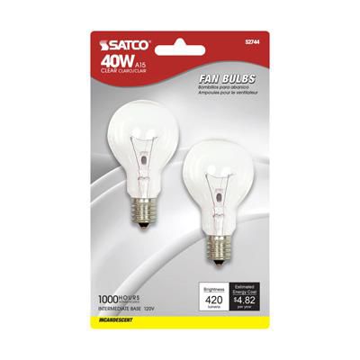 Satco 40W E17 A15 Clear Incandescent Bulb - 2 Pack