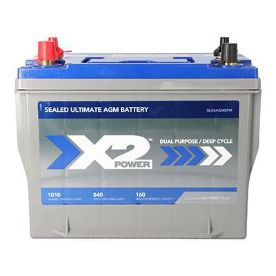 X2Power | 76Ah | 12V | 840CCA | AGM Marine & RV Battery | Starting & Deep Cycle | Group Size 24M
