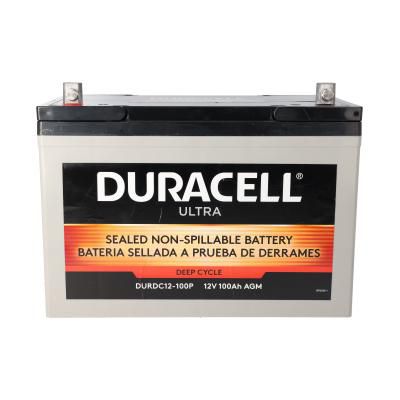 Duracell Ultra 12V 100AH Deep Cycle AGM Sealed Lead Acid (SLA) Battery with P Terminals - Main Image